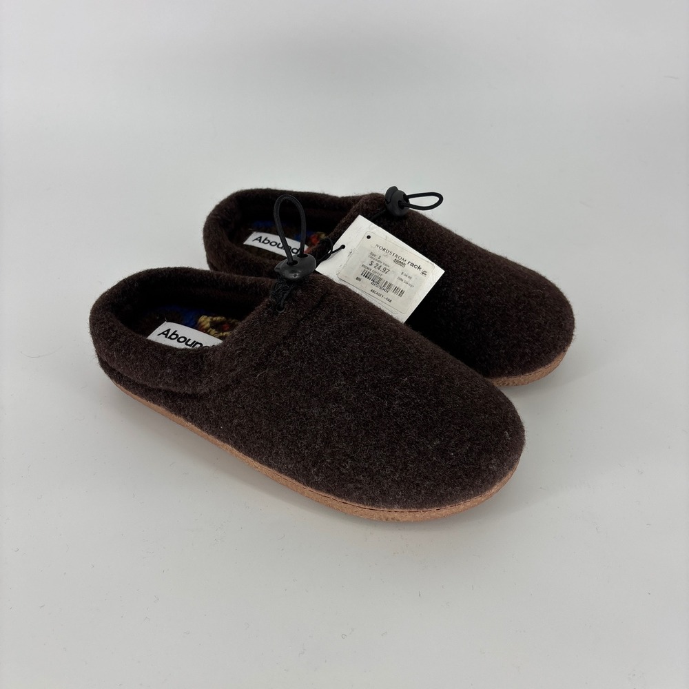 New Abound Casey Faux Fur Lined Clog Slipper Coffee Brown Men Size Small 7-8